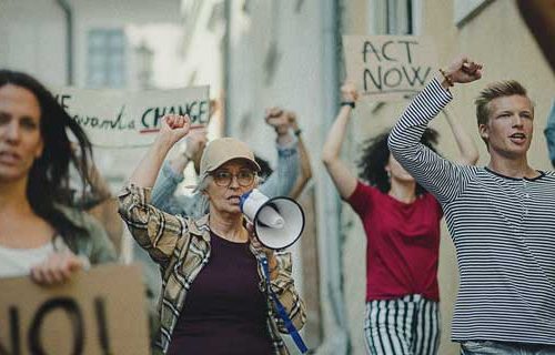 Activists Protesting Peacefully in the street